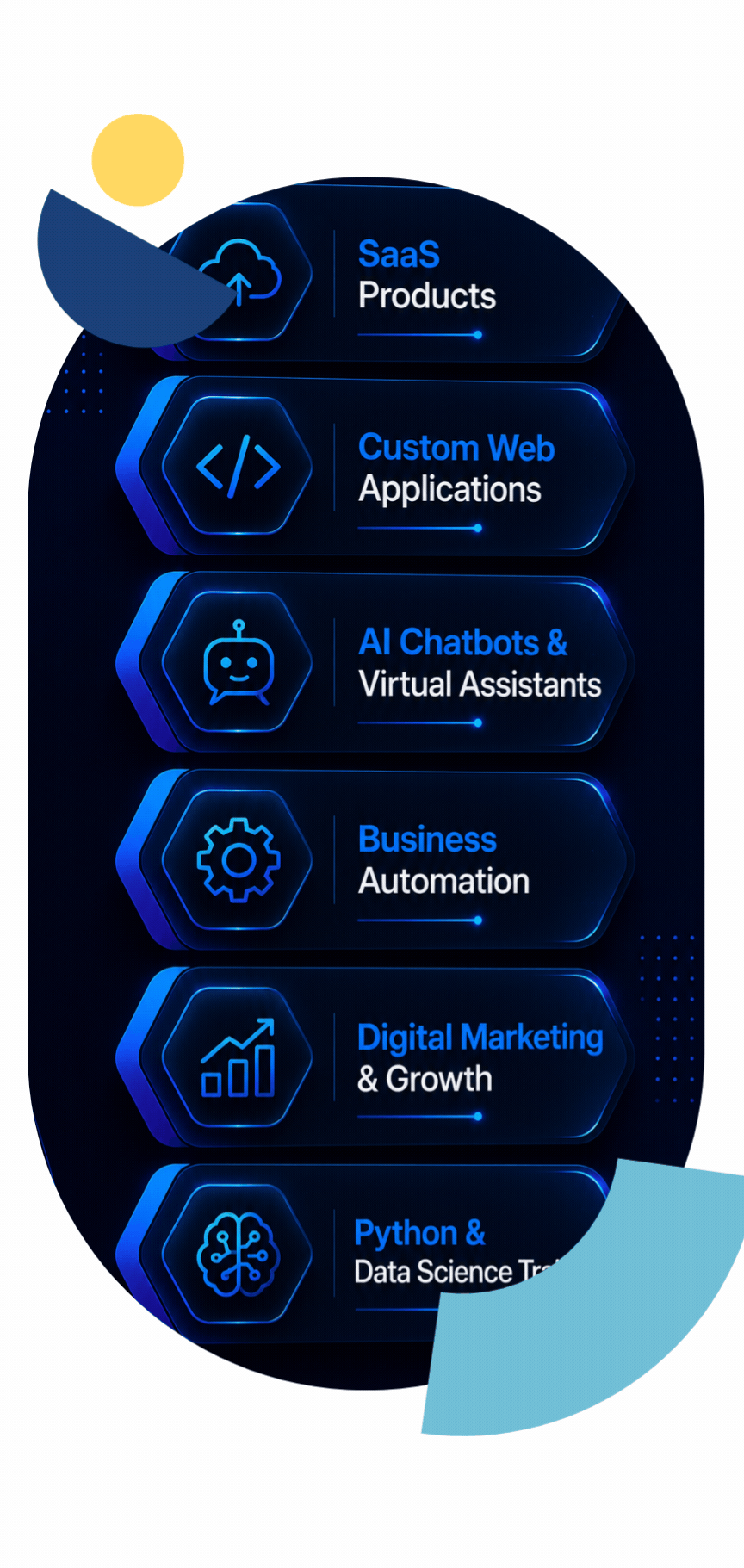 We build powerful AI solutions, custom CRM, SaaS products, and smart automation that help businesses grow faster  all at up to 50% lower cost.